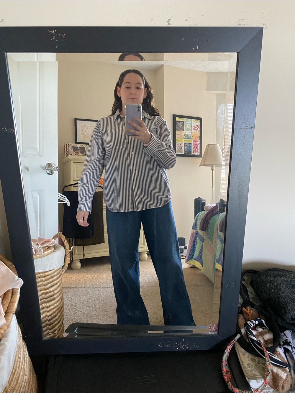 Marine Layer Blue and White striped button up shirt